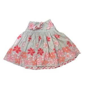 Floral & Sequins Midi Skirt Girl's Size 7 Y2K Adjustable Waist